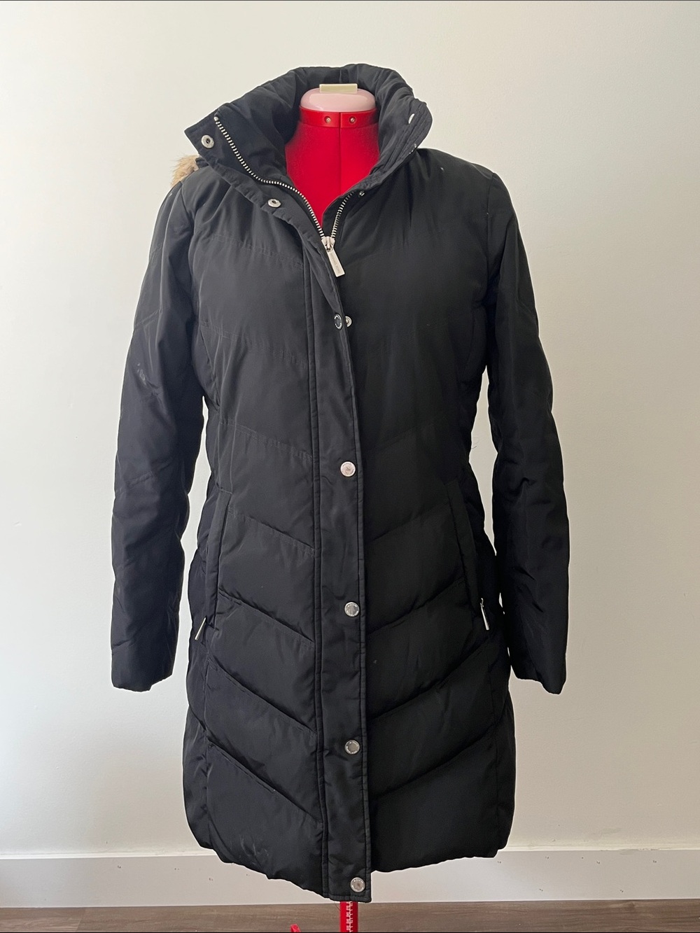 Michael Kors Black Quilted Long Puffer Coat